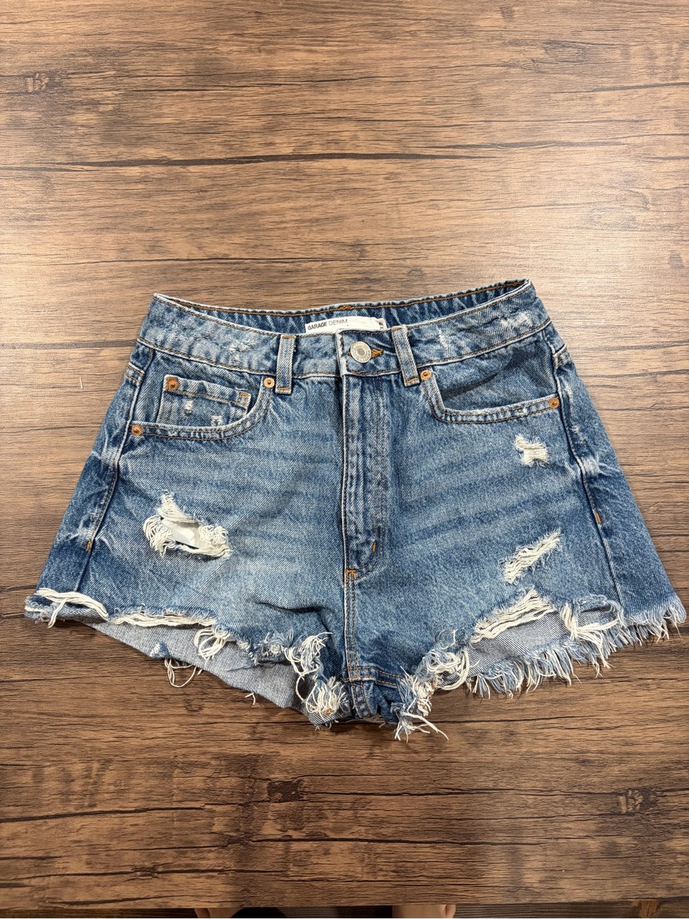Garage Denim Festival Shorts Womens 25 High Rise Distressed Cutoff Jean Shorts